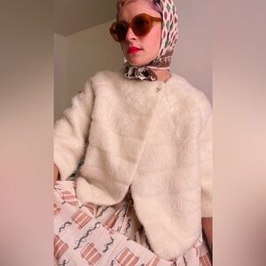 50’s cream faux fur bolero